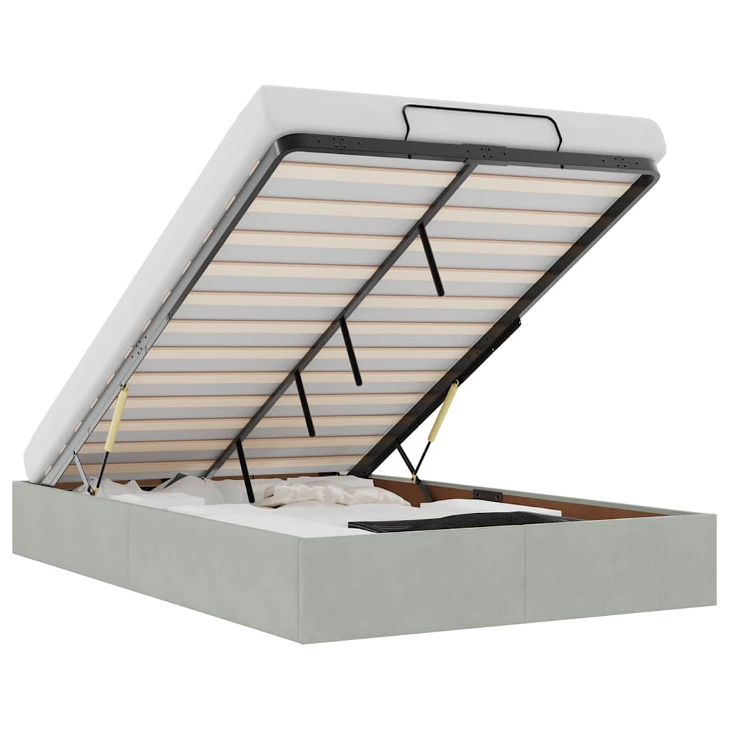 vidaXL Οθωμανικό πλαίσιο κρεβατιού χωρίς στρώμα ανοιχτό γκρι Velvet