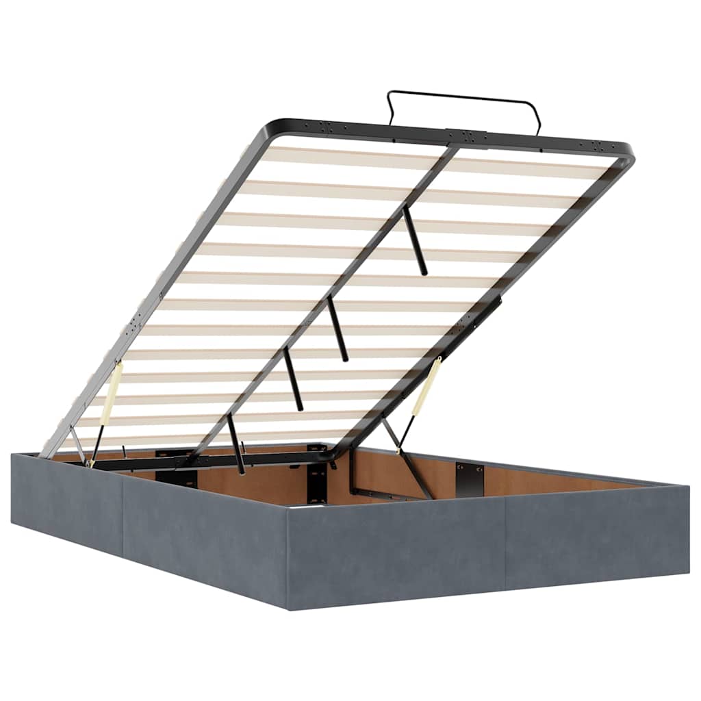 vidaXL Οθωμανικό πλαίσιο κρεβατιού χωρίς στρώμα Σκούρο γκρι Velvet