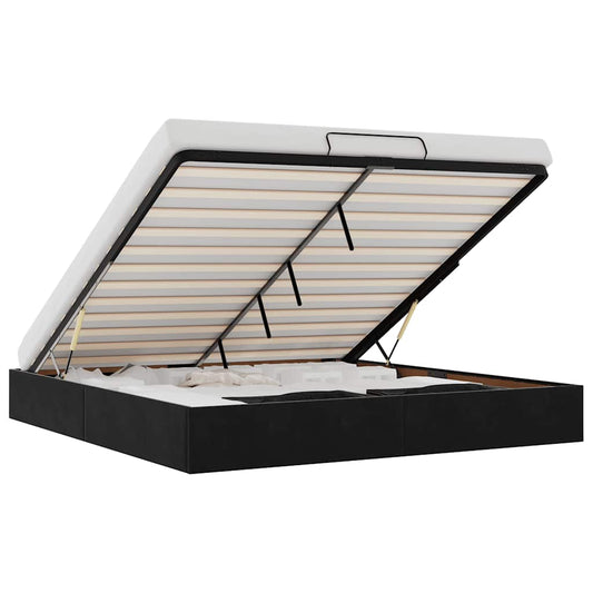 vidaXL Οθωμανικό πλαίσιο κρεβατιού χωρίς στρώμα Μαύρο 180x200cm Velvet