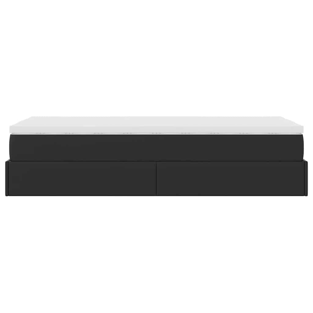 vidaXL Οθωμανικό κρεβάτι με στρώμα Μαύρο 80x200cm Faux Leather