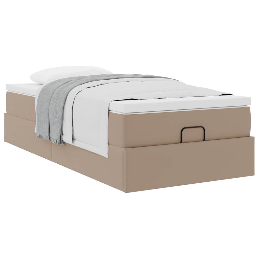vidaXL Οθωμανικό κρεβάτι με στρώμα Cappucino 80x200cm Faux Leather