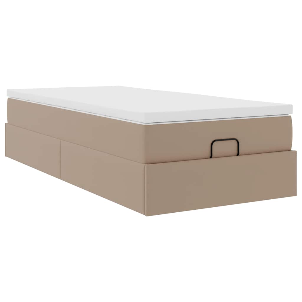 vidaXL Οθωμανικό κρεβάτι με στρώμα Cappucino 80x200cm Faux Leather
