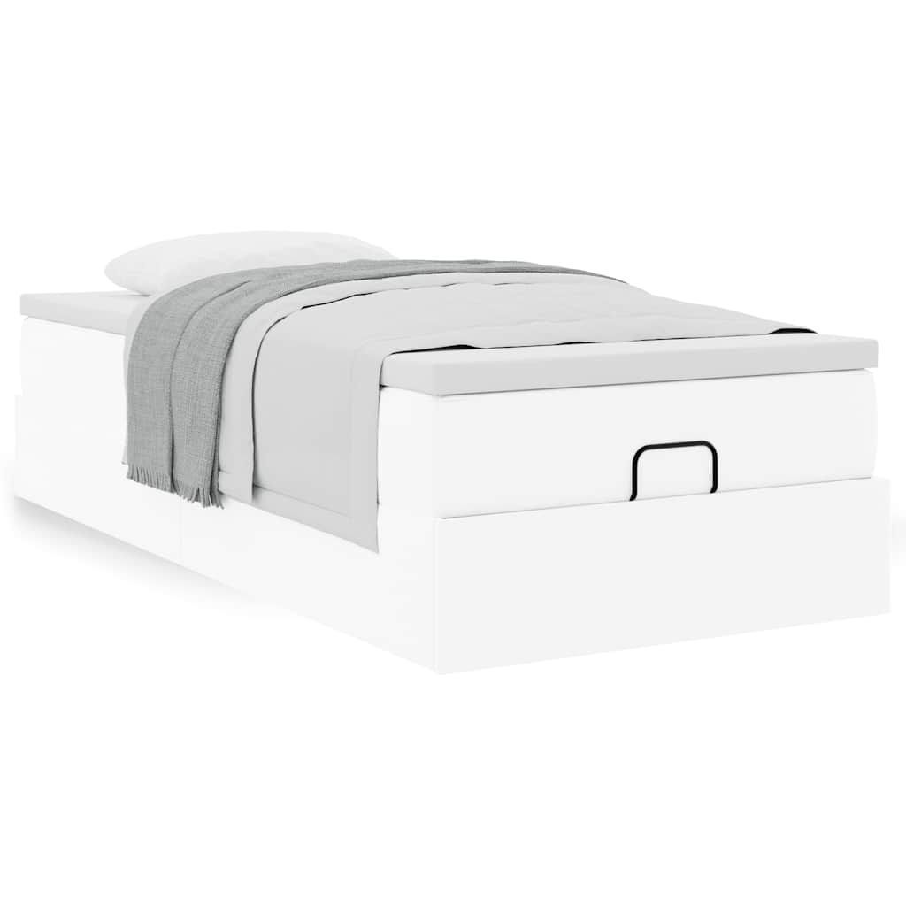 vidaXL Οθωμανικό κρεβάτι με στρώμα Λευκό 90x190cm Faux Leather