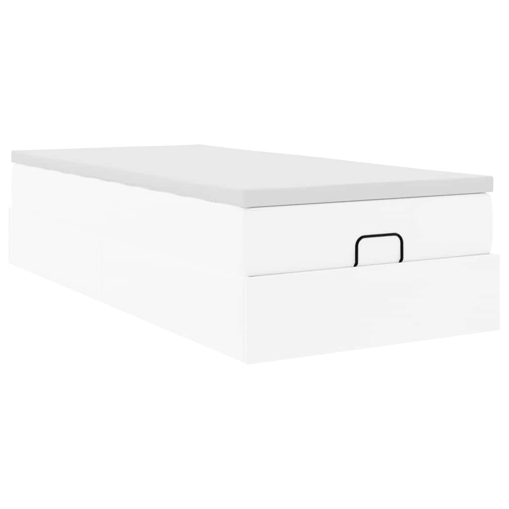 vidaXL Οθωμανικό κρεβάτι με στρώμα Λευκό 90x190cm Faux Leather