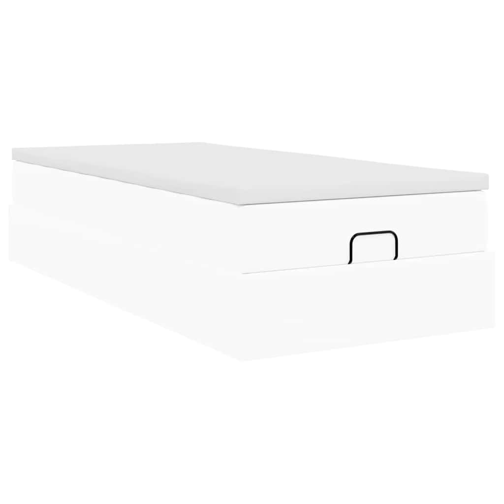 vidaXL Οθωμανικό κρεβάτι με στρώμα Λευκό 90x190cm Faux Leather