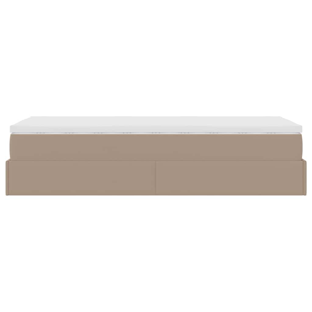 vidaXL Οθωμανικό κρεβάτι με στρώμα Cappucino 90x190cm Faux Leather