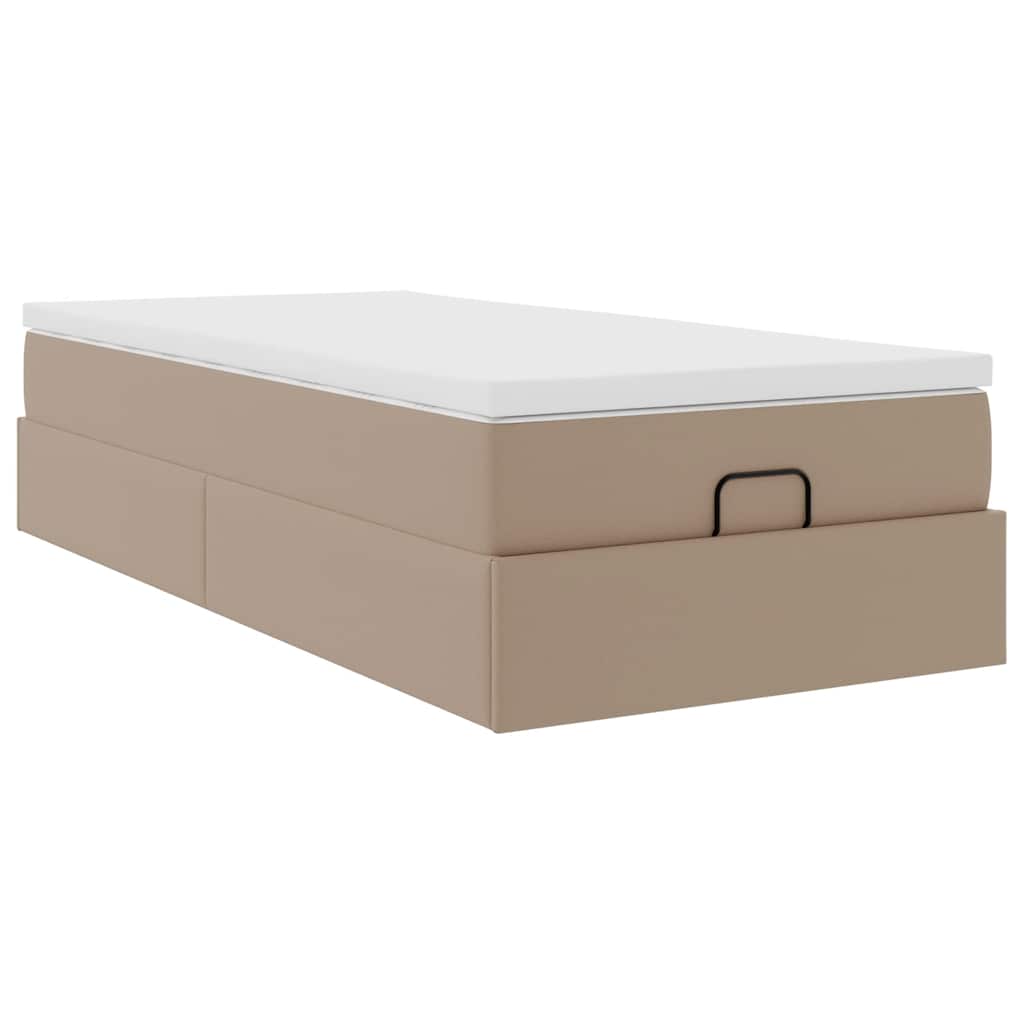 vidaXL Οθωμανικό κρεβάτι με στρώμα Cappucino 90x200cm Faux Leather