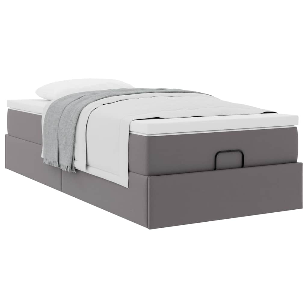 vidaXL Οθωμανικό κρεβάτι με στρώμα Γκρι 100x200cm Faux Leather