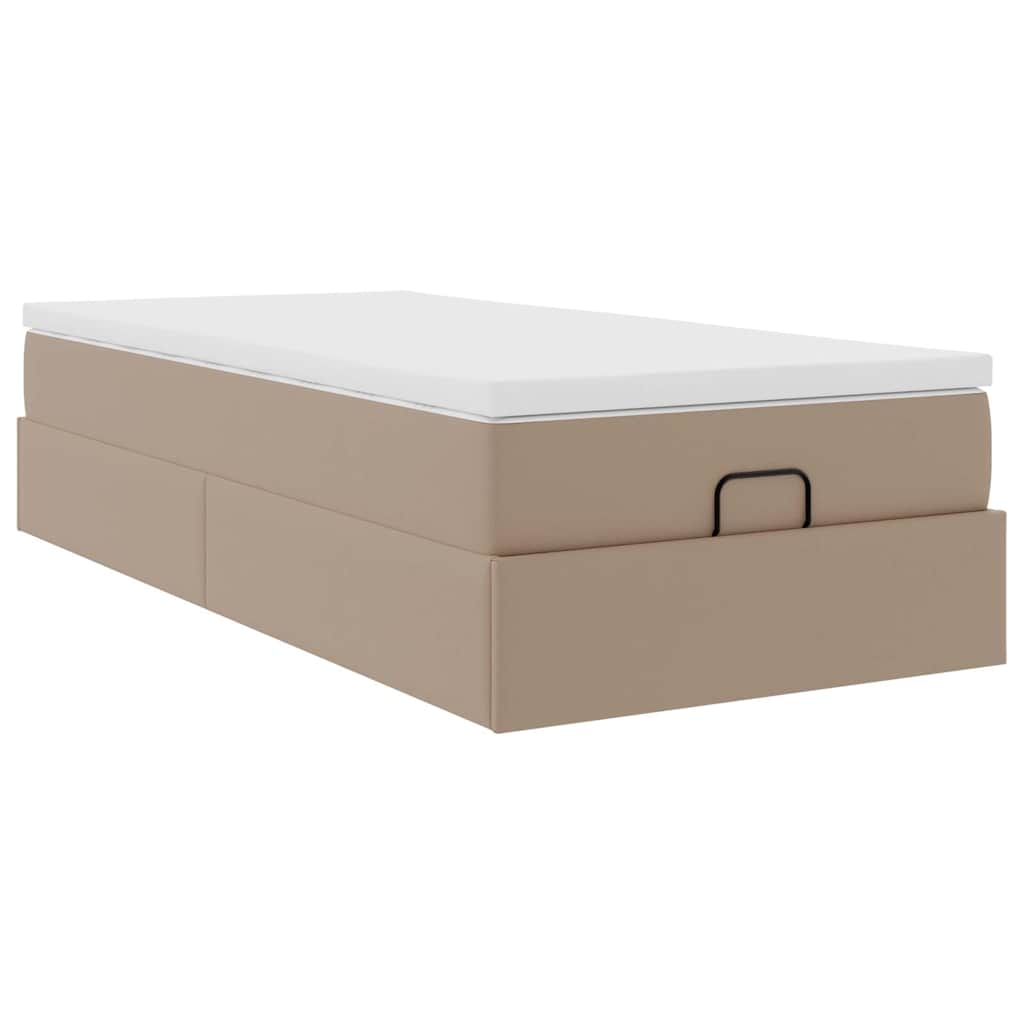vidaXL Οθωμανικό κρεβάτι με στρώμα Cappucino 100x200cm Faux Leather