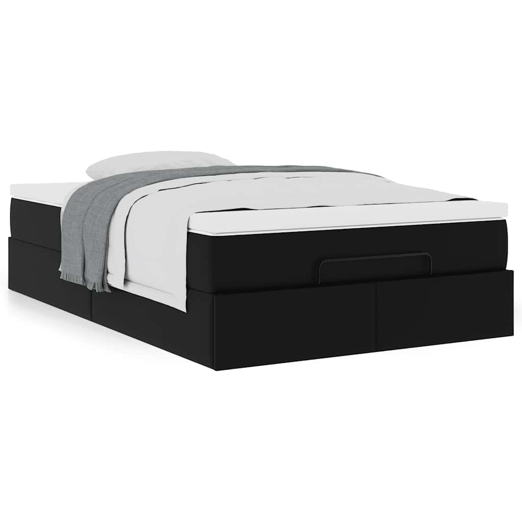 vidaXL Οθωμανικό κρεβάτι με στρώμα Μαύρο 120x190 cm Faux Leather
