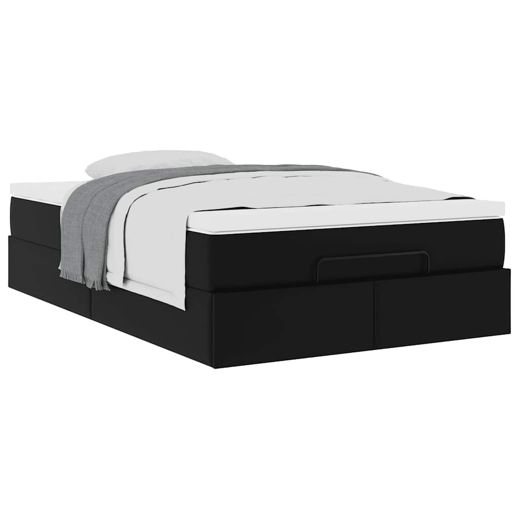 vidaXL Οθωμανικό κρεβάτι με στρώμα Μαύρο 120x190 cm Faux Leather