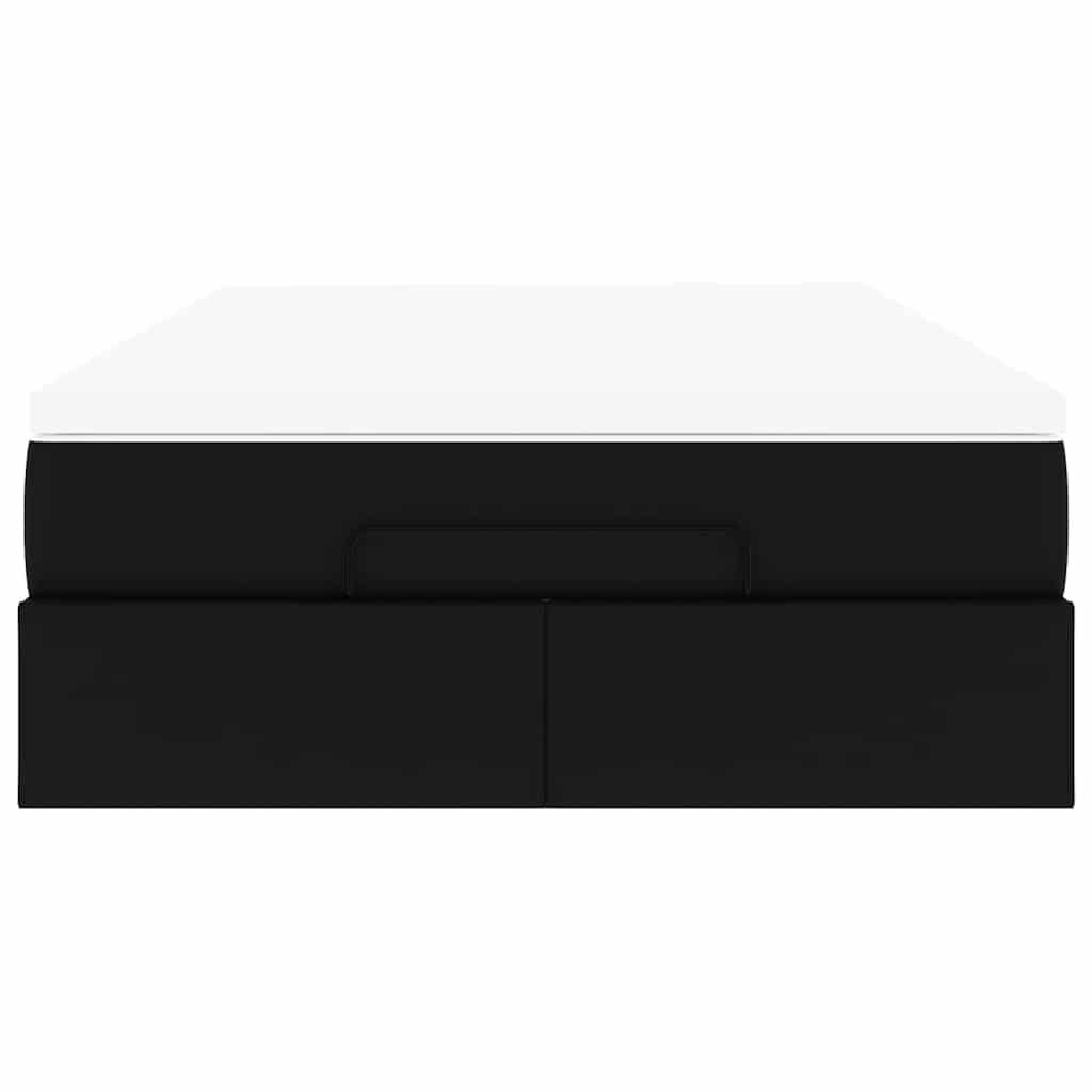 vidaXL Οθωμανικό κρεβάτι με στρώμα Μαύρο 120x190 cm Faux Leather