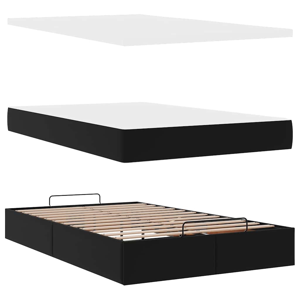 vidaXL Οθωμανικό κρεβάτι με στρώμα Μαύρο 120x190 cm Faux Leather