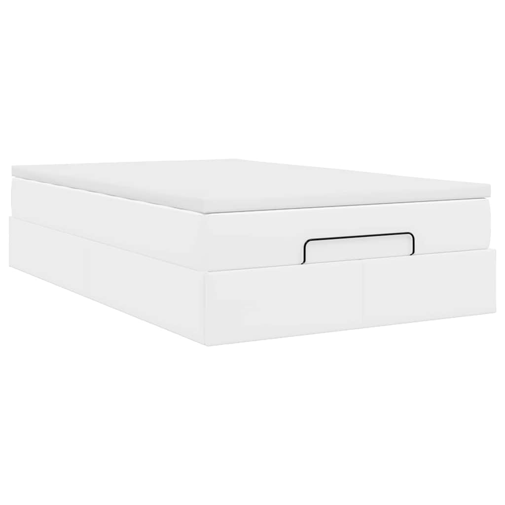 vidaXL Οθωμανικό κρεβάτι με στρώμα Λευκό 120x190 cm Faux Leather