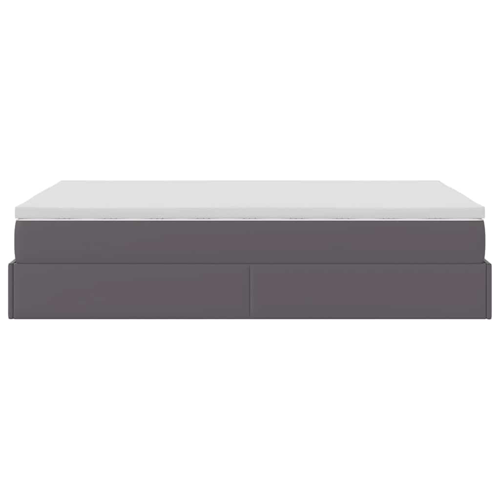 vidaXL Οθωμανικό κρεβάτι με στρώμα Γκρι 120x190 cm Faux Leather