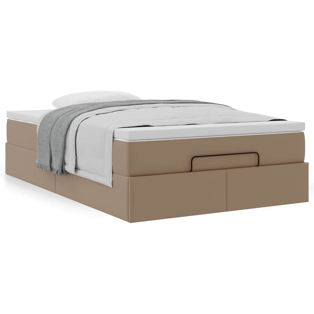 vidaXL Οθωμανικό κρεβάτι με στρώμα Cappucino 120x190cm Faux Leather