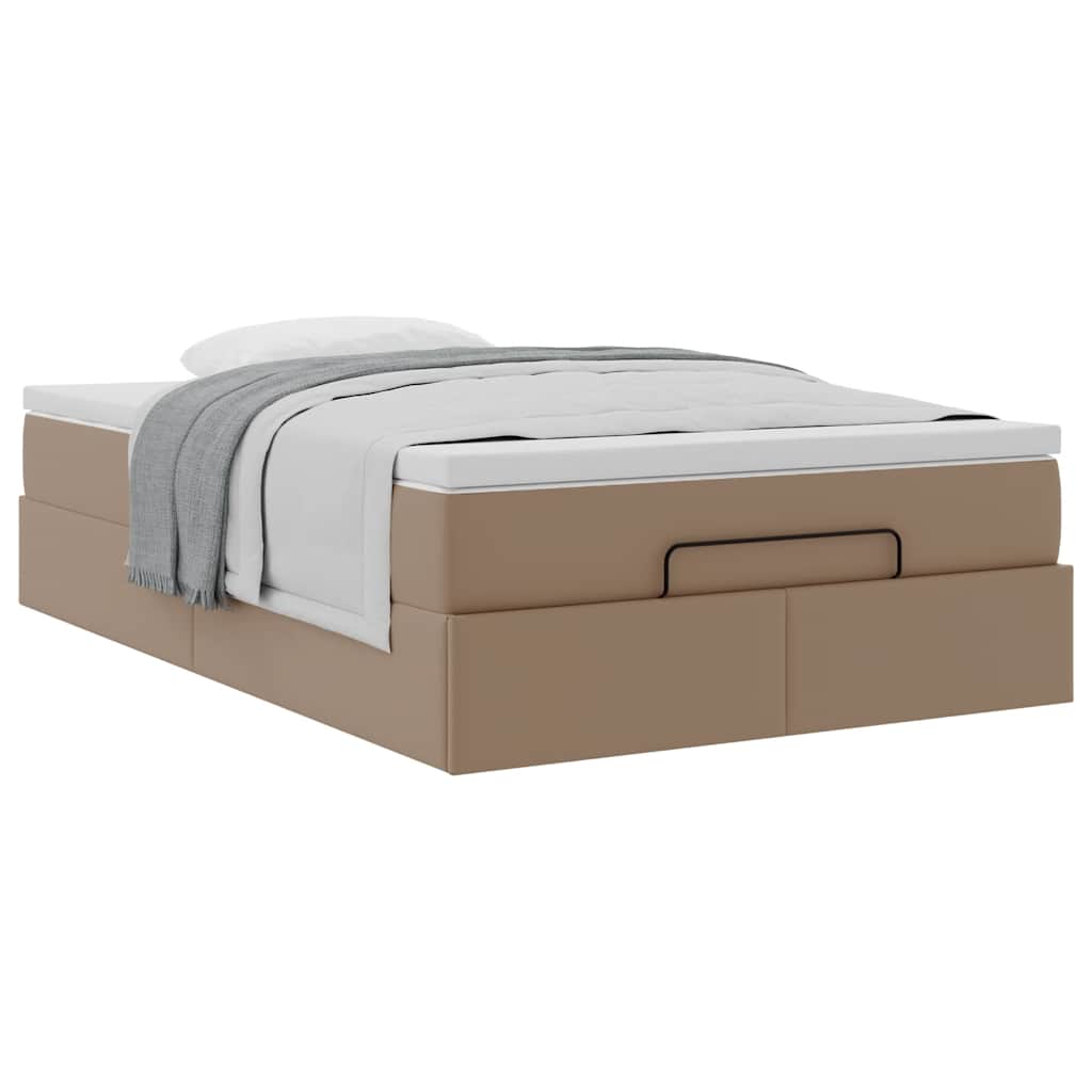 vidaXL Οθωμανικό κρεβάτι με στρώμα Cappucino 120x190cm Faux Leather