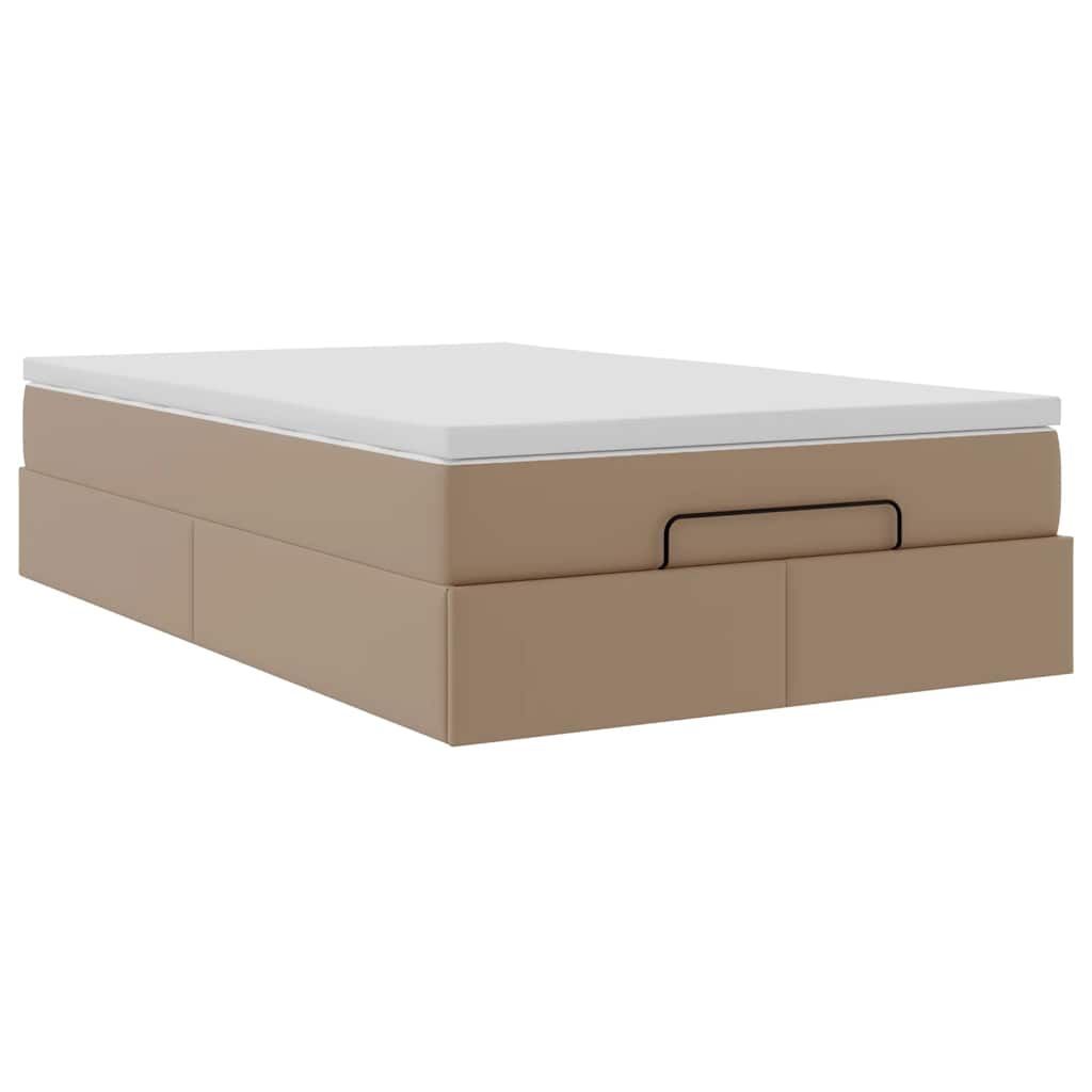vidaXL Οθωμανικό κρεβάτι με στρώμα Cappucino 120x190cm Faux Leather