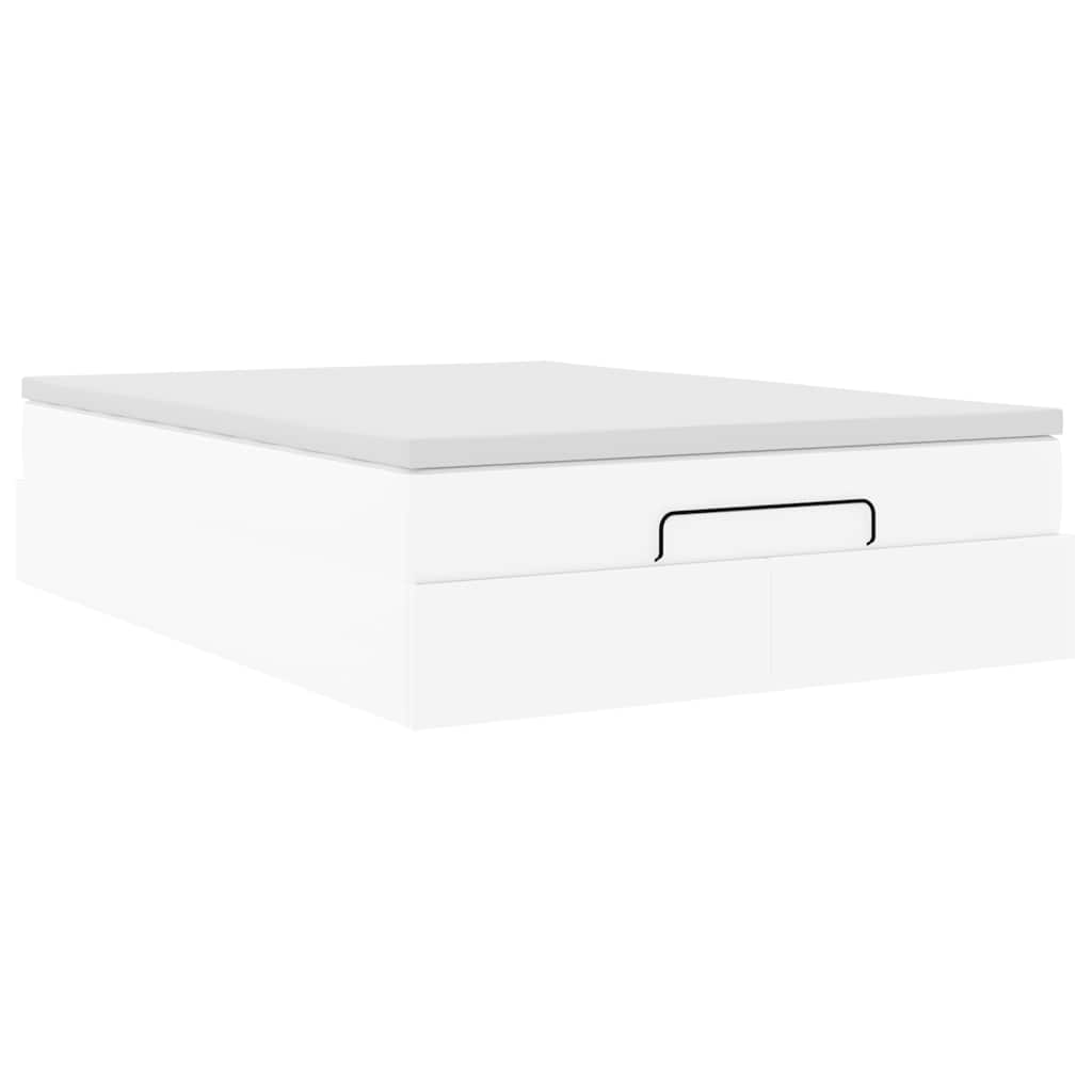 vidaXL Οθωμανικό κρεβάτι με στρώμα Λευκό 140x190cm Faux Leather