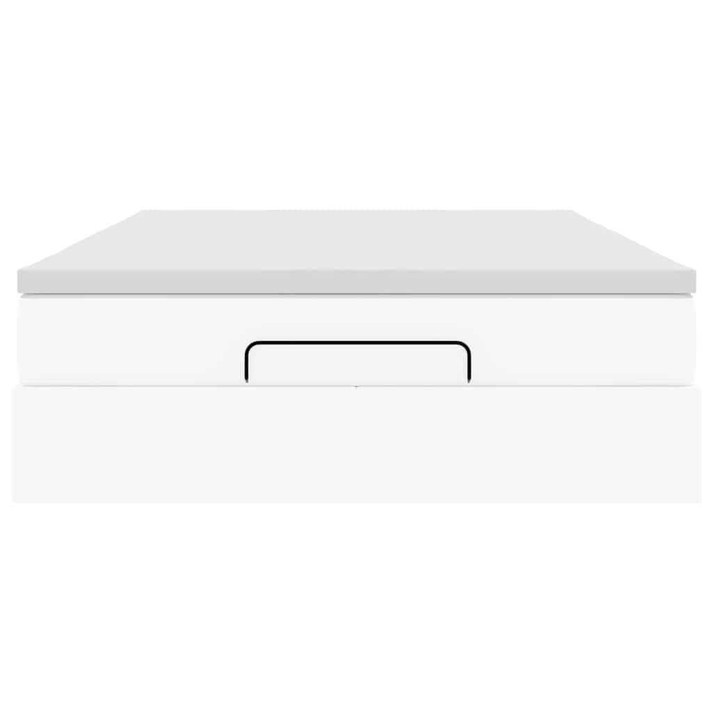 vidaXL Οθωμανικό κρεβάτι με στρώμα Λευκό 140x190cm Faux Leather