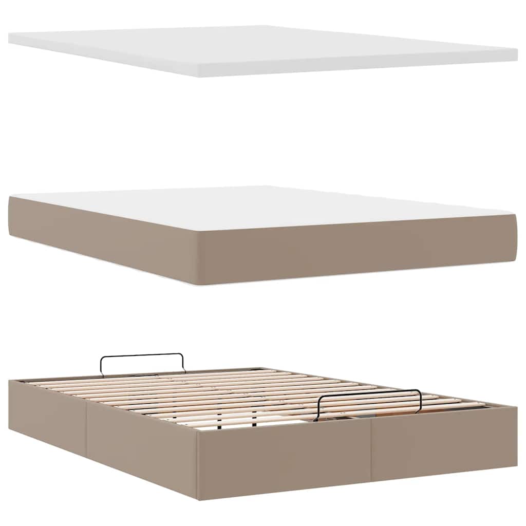 vidaXL Οθωμανικό κρεβάτι με στρώμα Cappucino 140x190cm Faux Leather