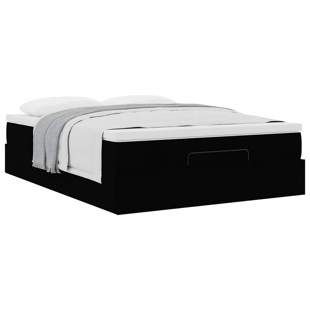 vidaXL Οθωμανικό κρεβάτι με στρώμα Μαύρο 140x200cm Faux Leather