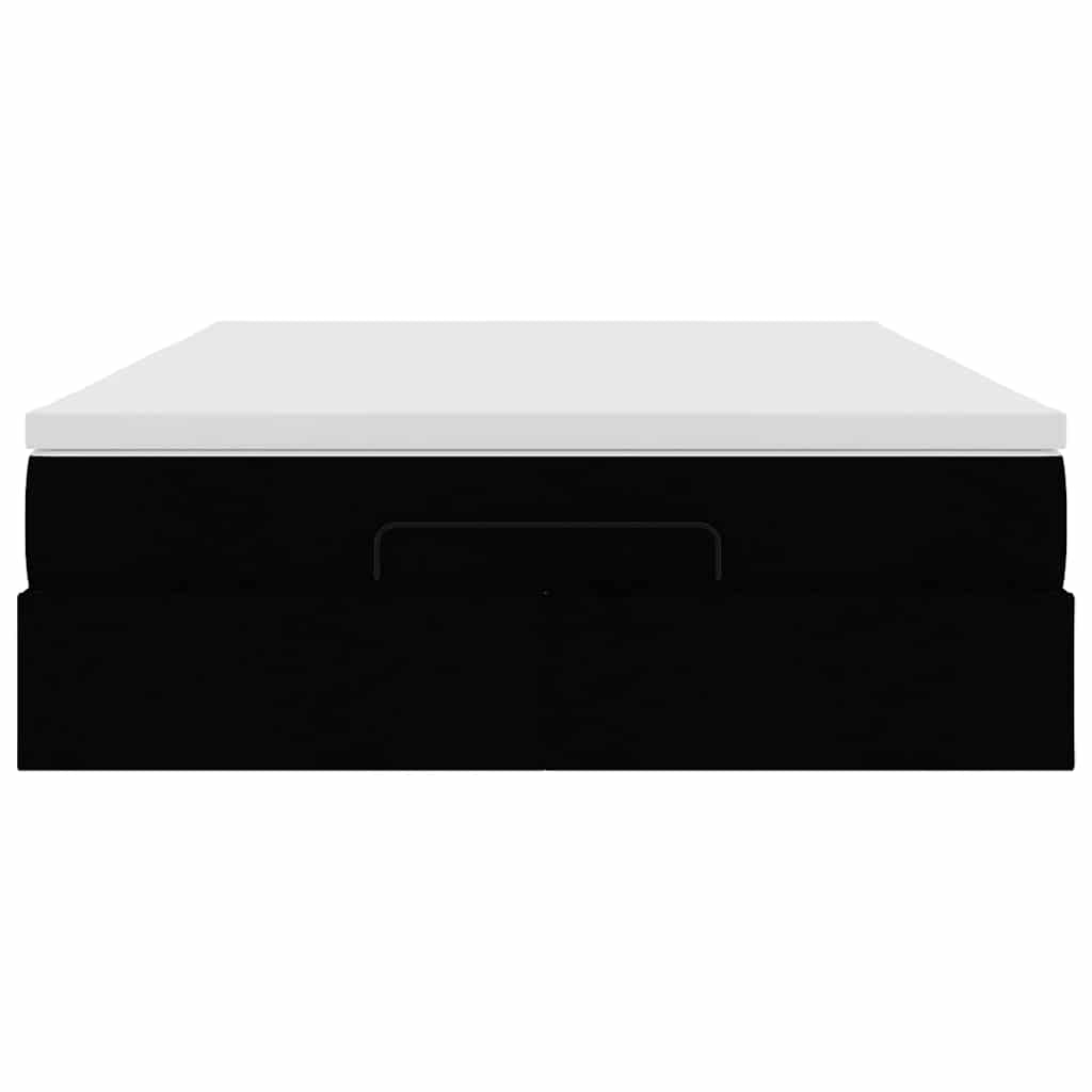 vidaXL Οθωμανικό κρεβάτι με στρώμα Μαύρο 140x200cm Faux Leather