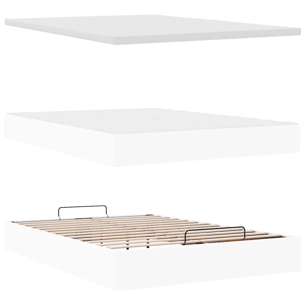 vidaXL Οθωμανικό κρεβάτι με στρώμα Λευκό 140x200cm Faux Leather