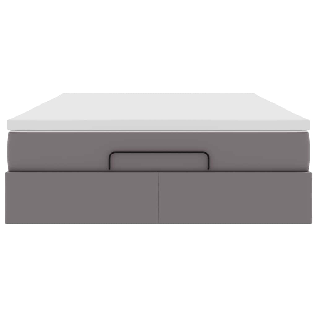 vidaXL Οθωμανικό κρεβάτι με στρώμα Γκρι 140x200cm Faux Leather