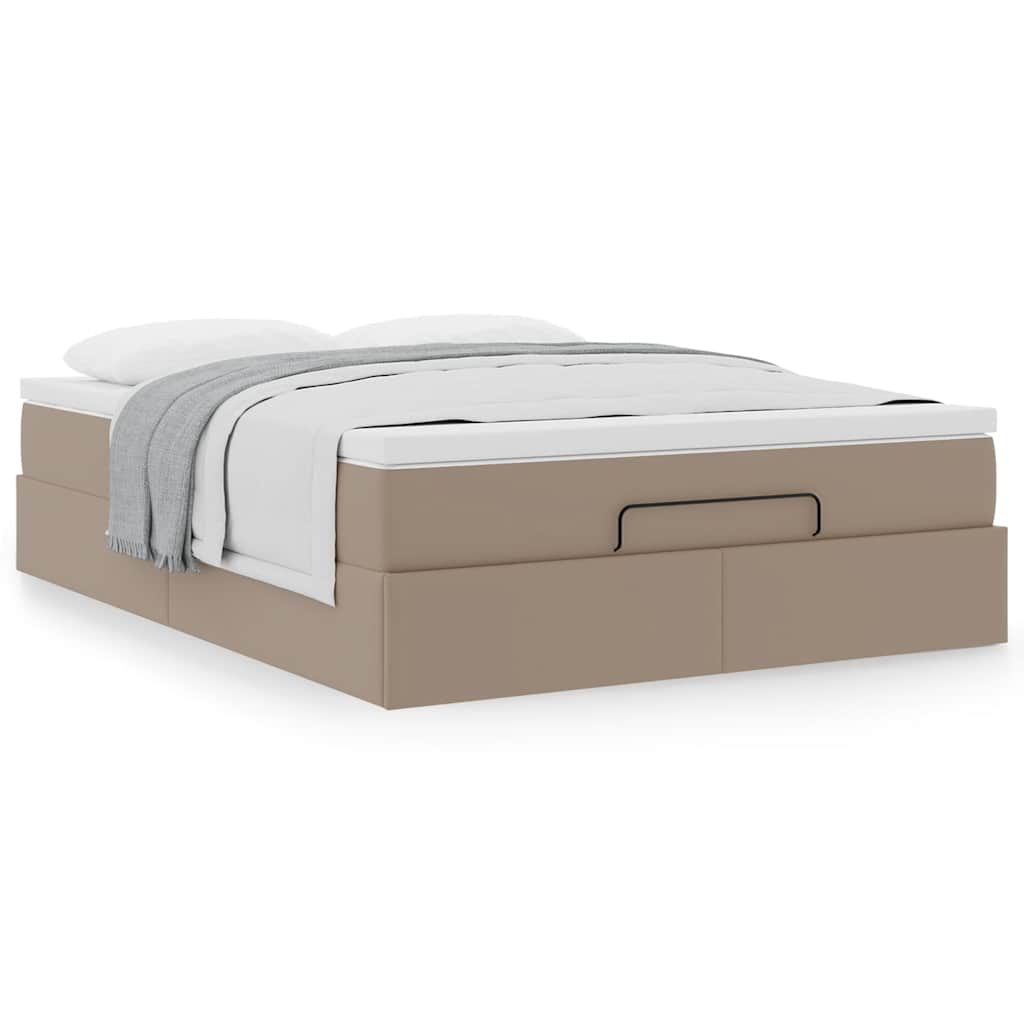 vidaXL Οθωμανικό κρεβάτι με στρώμα Cappucino 140x200cm Faux Leather