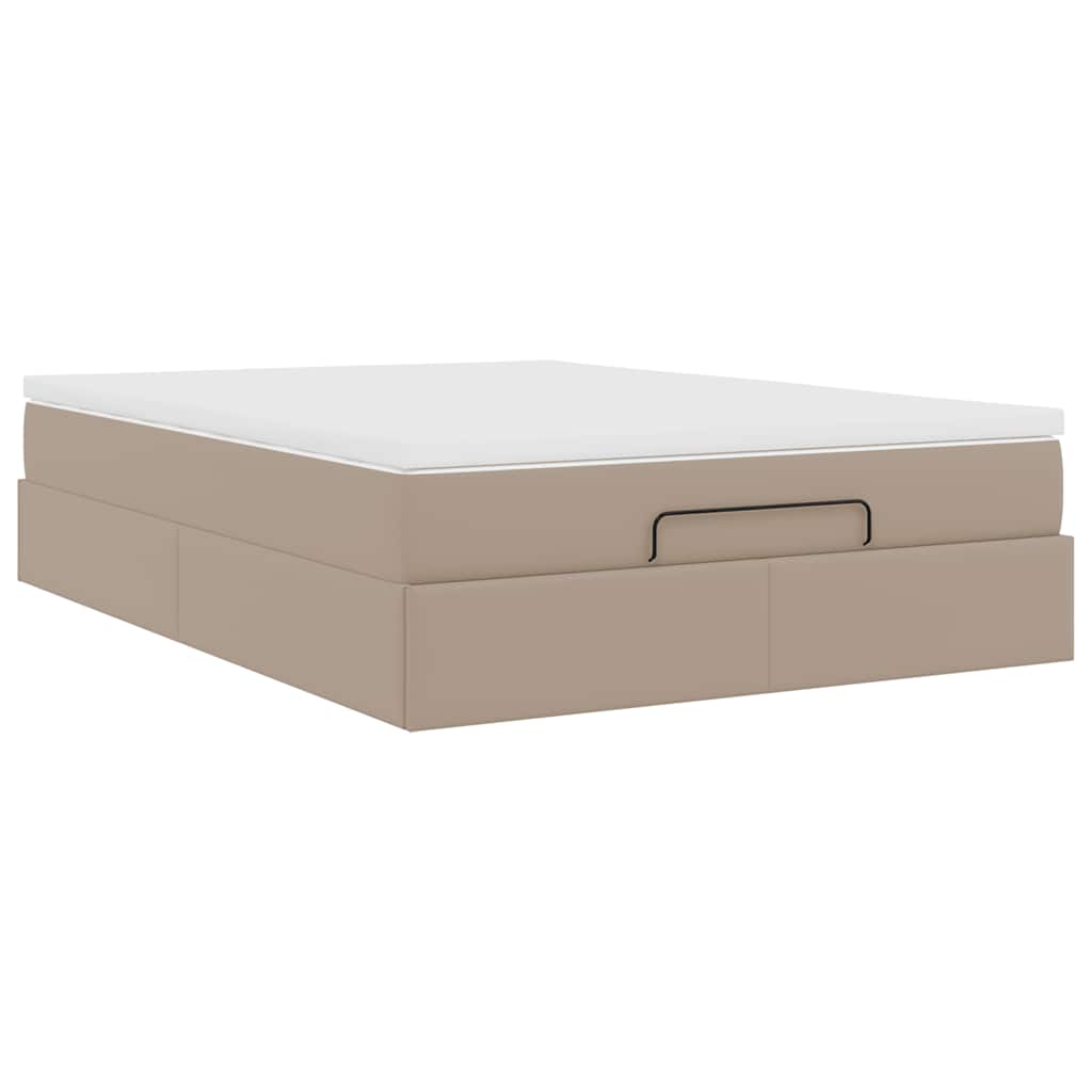 vidaXL Οθωμανικό κρεβάτι με στρώμα Cappucino 140x200cm Faux Leather