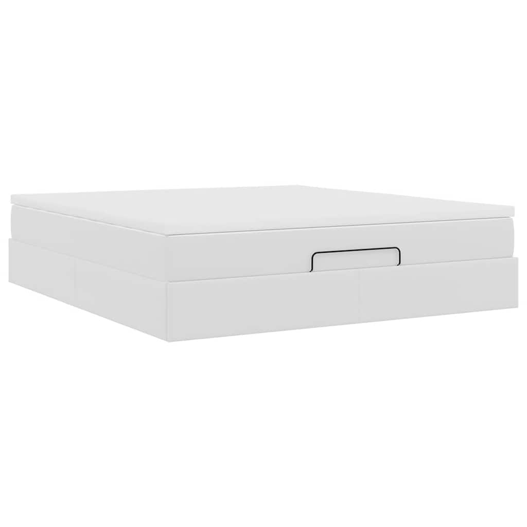 vidaXL Οθωμανικό κρεβάτι με στρώμα Λευκό 160x200cm Faux Leather