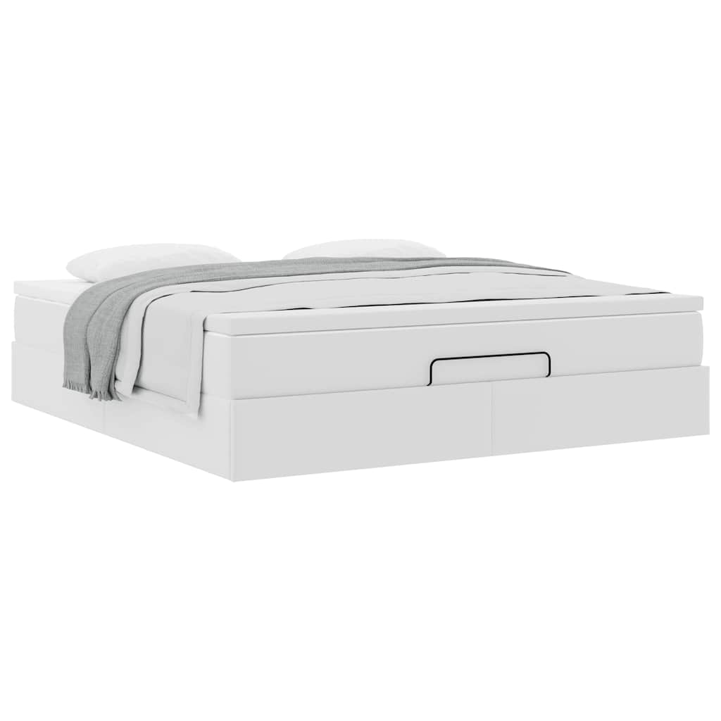 vidaXL Οθωμανικό κρεβάτι με στρώμα Λευκό 180x200cm Faux Leather