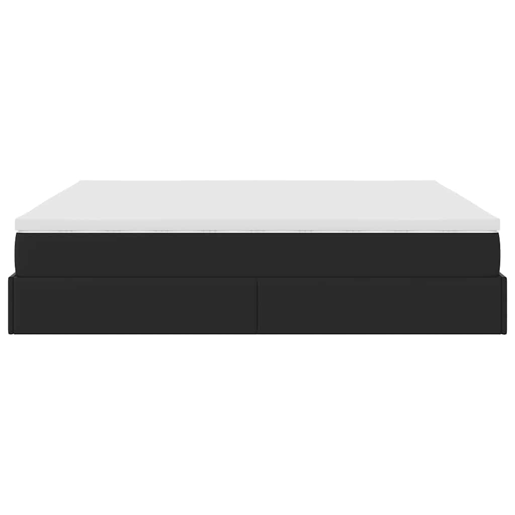 vidaXL Οθωμανικό κρεβάτι με στρώματα Μαύρο 200x200cm Faux Leather