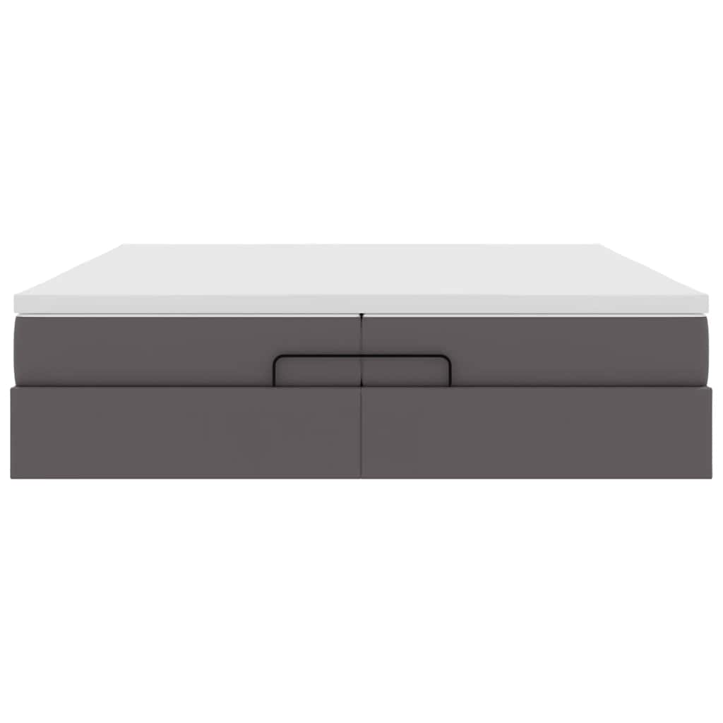 vidaXL Οθωμανικό κρεβάτι με στρώματα Γκρι 200x200cm Faux Leather