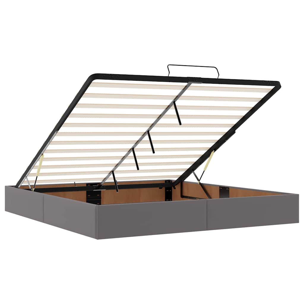 vidaXL Οθωμανικό κρεβάτι με στρώματα Γκρι 200x200cm Faux Leather