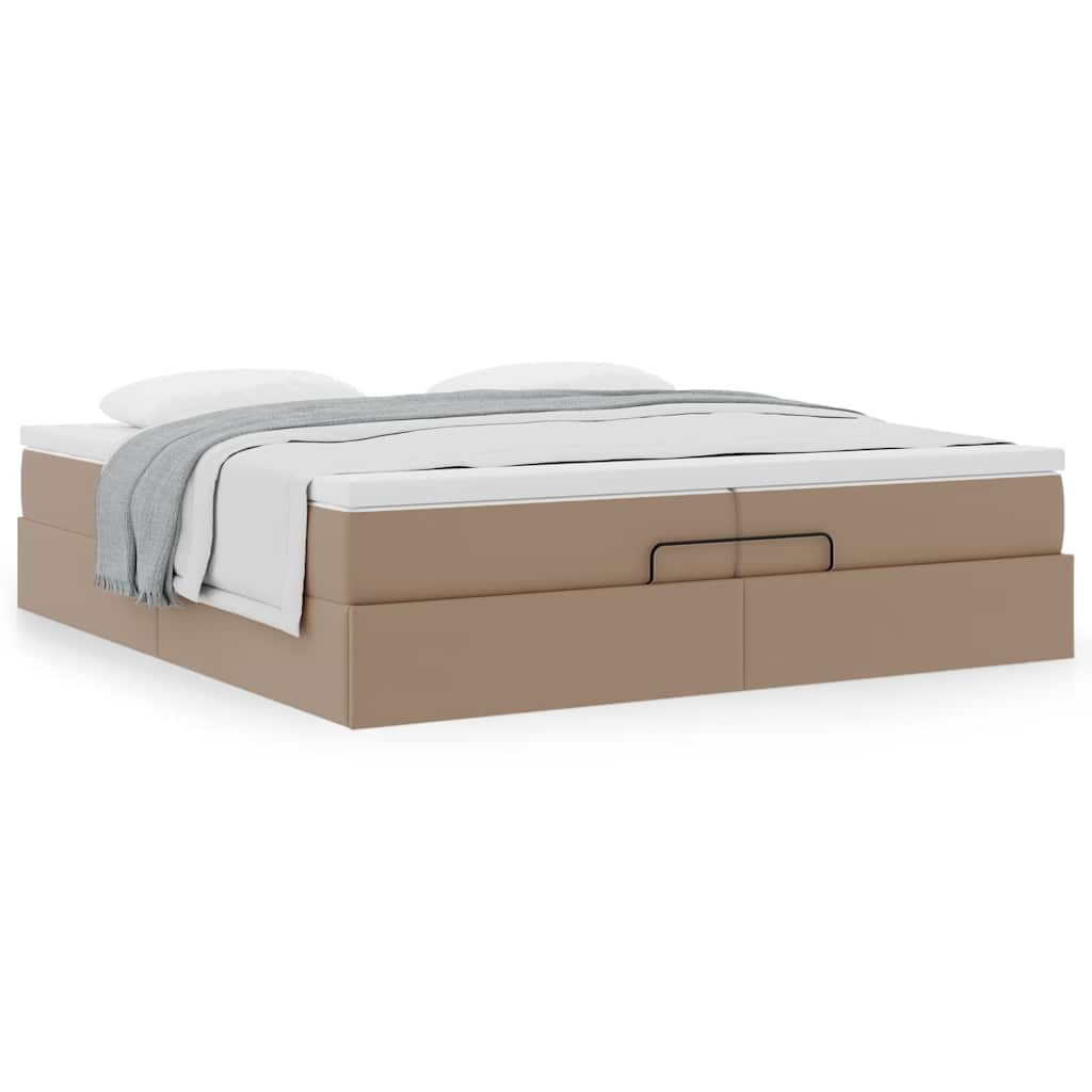 vidaXL Οθωμανικό κρεβάτι με στρώματα Cappucino 200x200cm Faux Leather