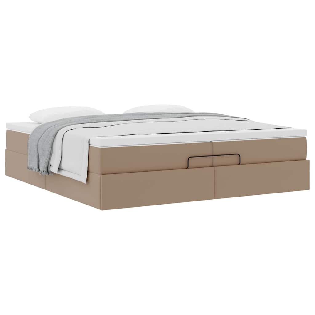 vidaXL Οθωμανικό κρεβάτι με στρώματα Cappucino 200x200cm Faux Leather