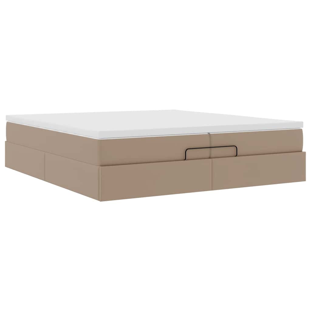vidaXL Οθωμανικό κρεβάτι με στρώματα Cappucino 200x200cm Faux Leather