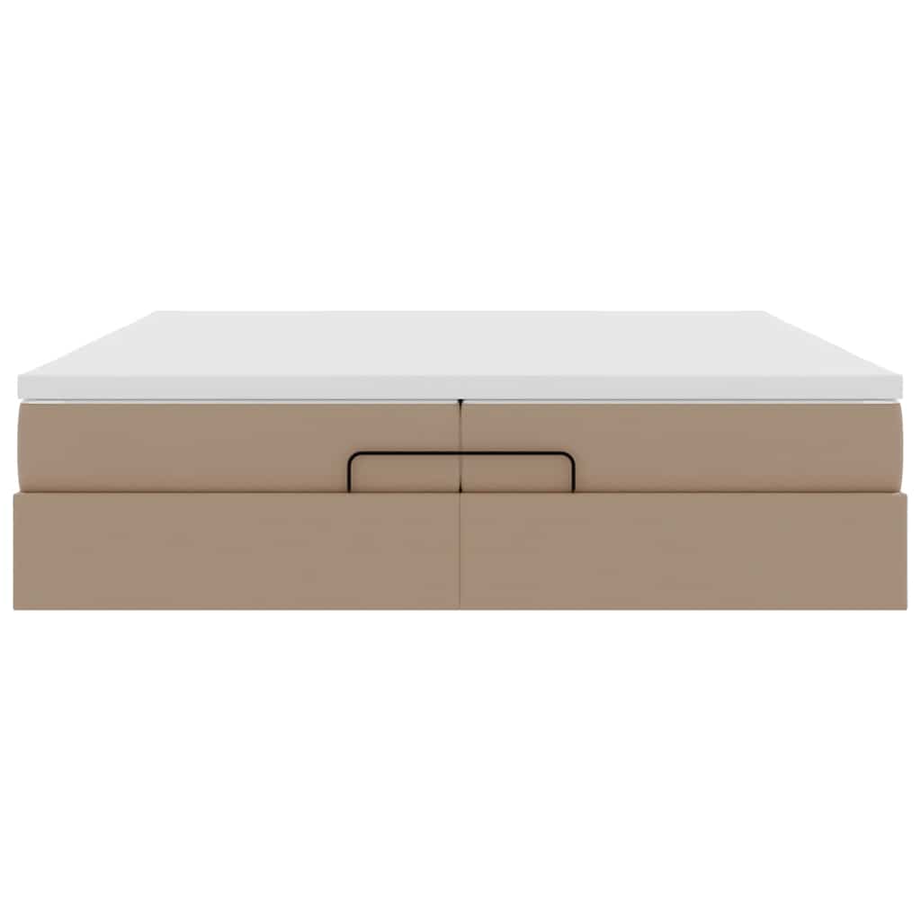 vidaXL Οθωμανικό κρεβάτι με στρώματα Cappucino 200x200cm Faux Leather