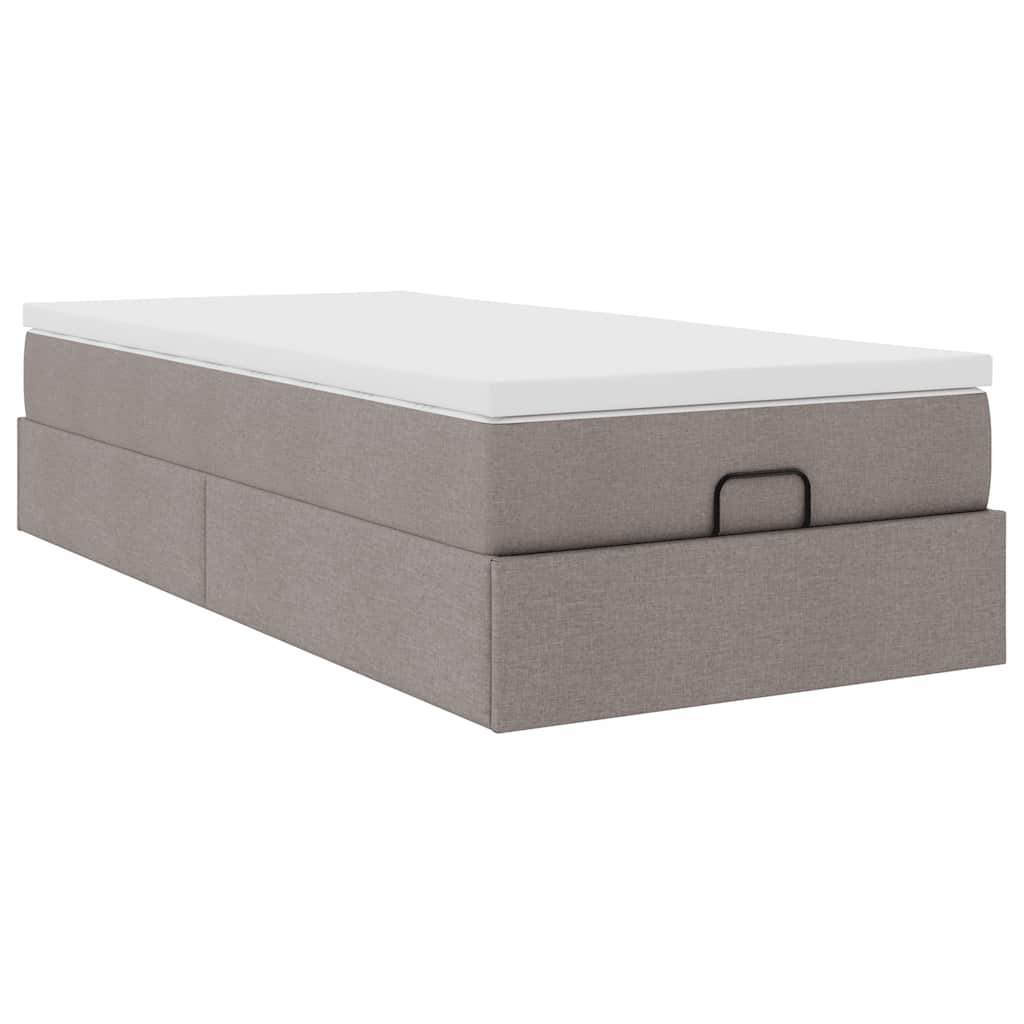 vidaXL Οθωμανικό κρεβάτι με στρώμα Taupe 80x200cm ύφασμα