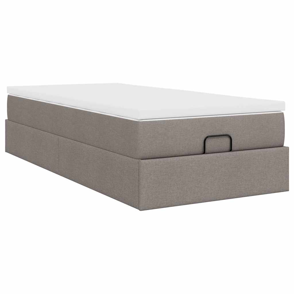 vidaXL Οθωμανικό κρεβάτι με στρώμα Taupe 80x200cm ύφασμα