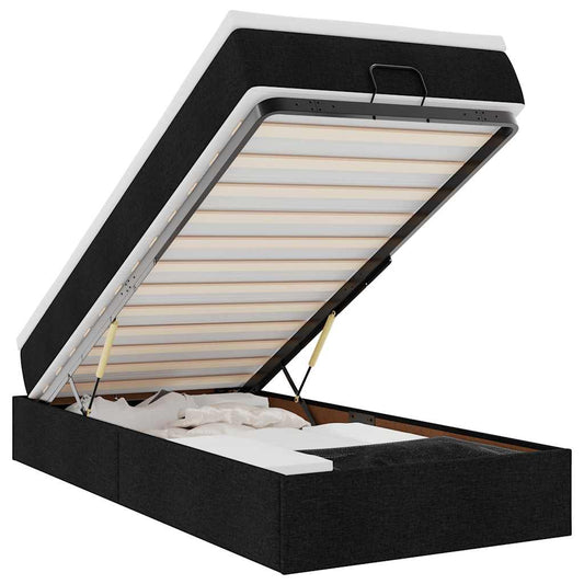 vidaXL Οθωμανικό κρεβάτι με στρώμα Μαύρο 90x190cm Ύφασμα