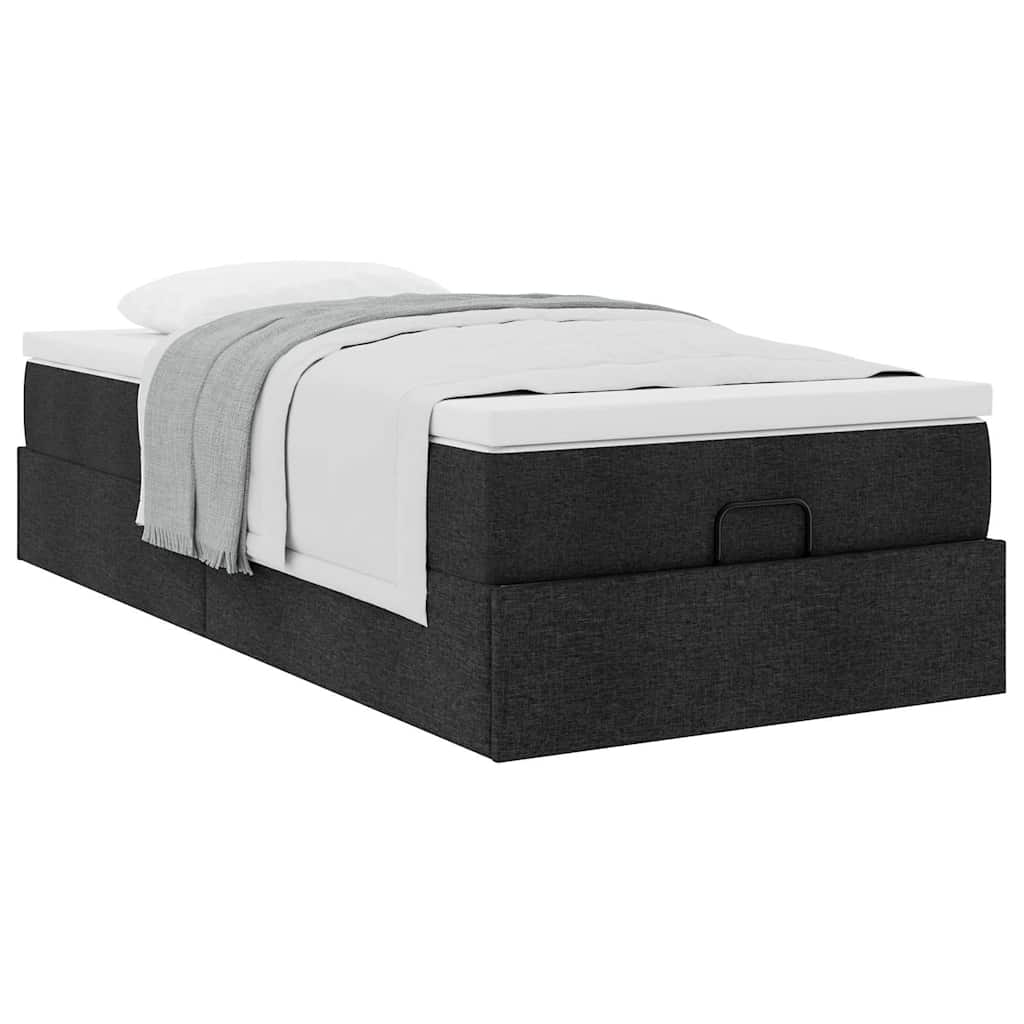 vidaXL Οθωμανικό κρεβάτι με στρώμα Μαύρο 90x190cm Ύφασμα
