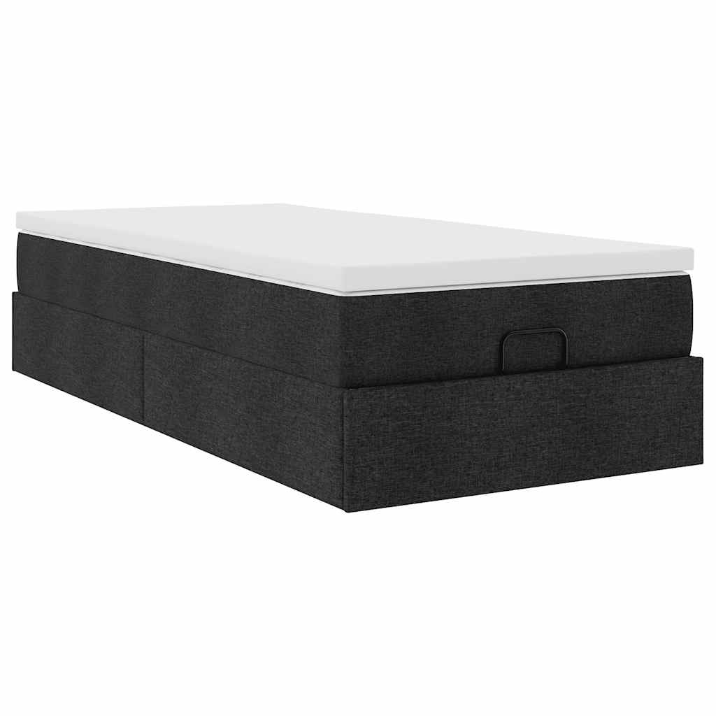 vidaXL Οθωμανικό κρεβάτι με στρώμα Μαύρο 90x190cm Ύφασμα