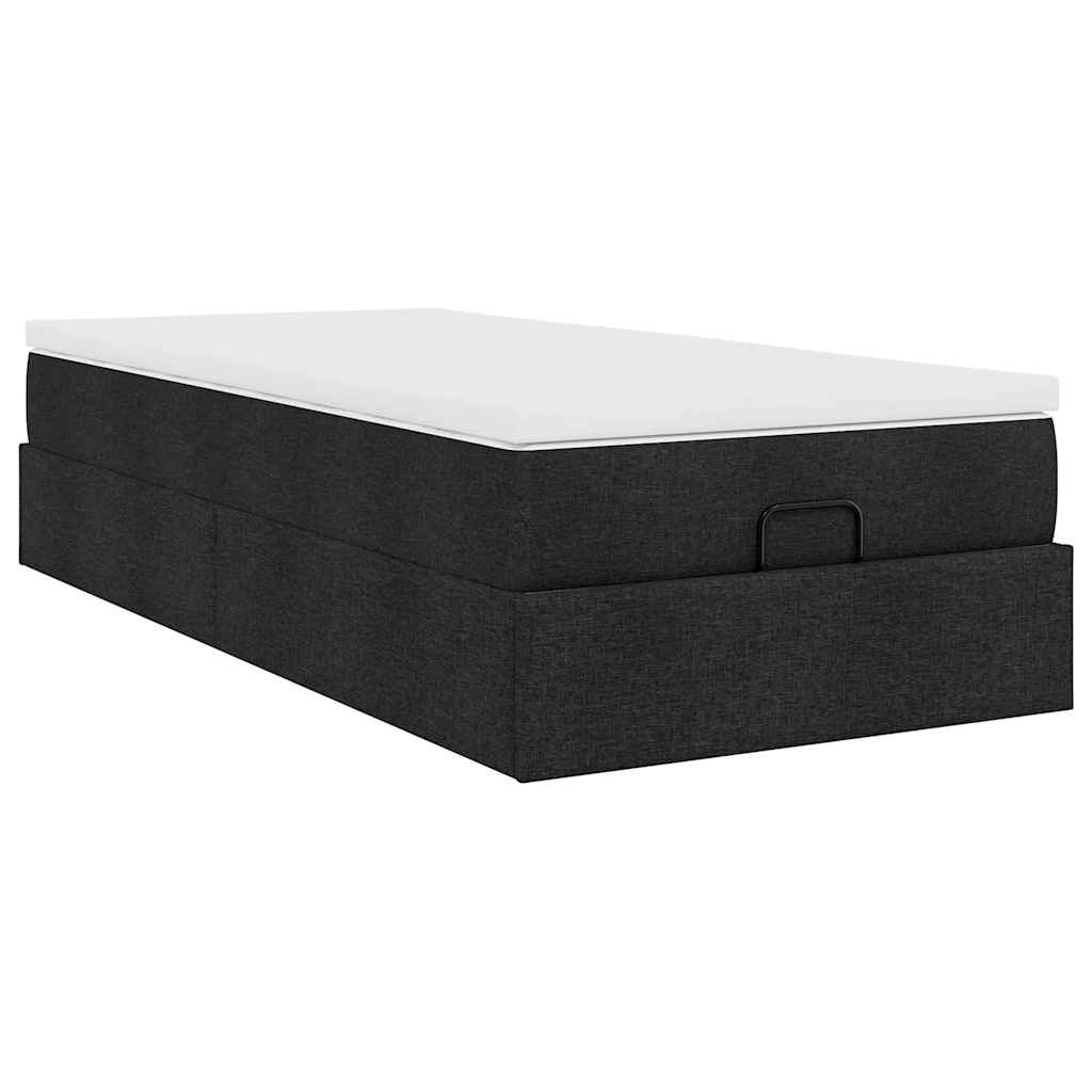 vidaXL Οθωμανικό κρεβάτι με στρώμα Μαύρο 90x190cm Ύφασμα
