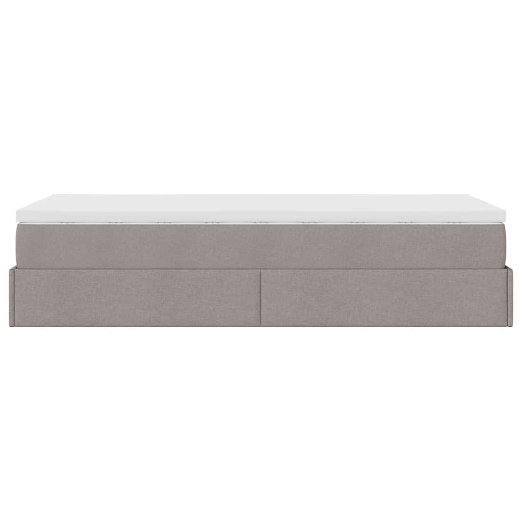 vidaXL Οθωμανικό κρεβάτι με στρώμα Taupe 90x190cm ύφασμα