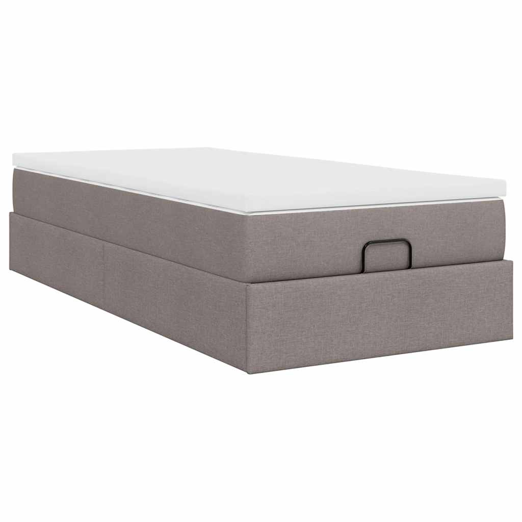 vidaXL Οθωμανικό κρεβάτι με στρώμα Taupe 90x190cm ύφασμα