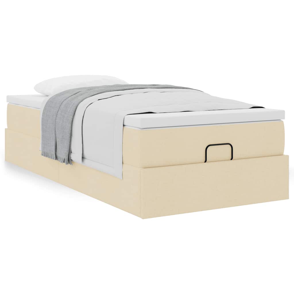 vidaXL Οθωμανικό κρεβάτι με στρώμα Cream 90x190cm ύφασμα