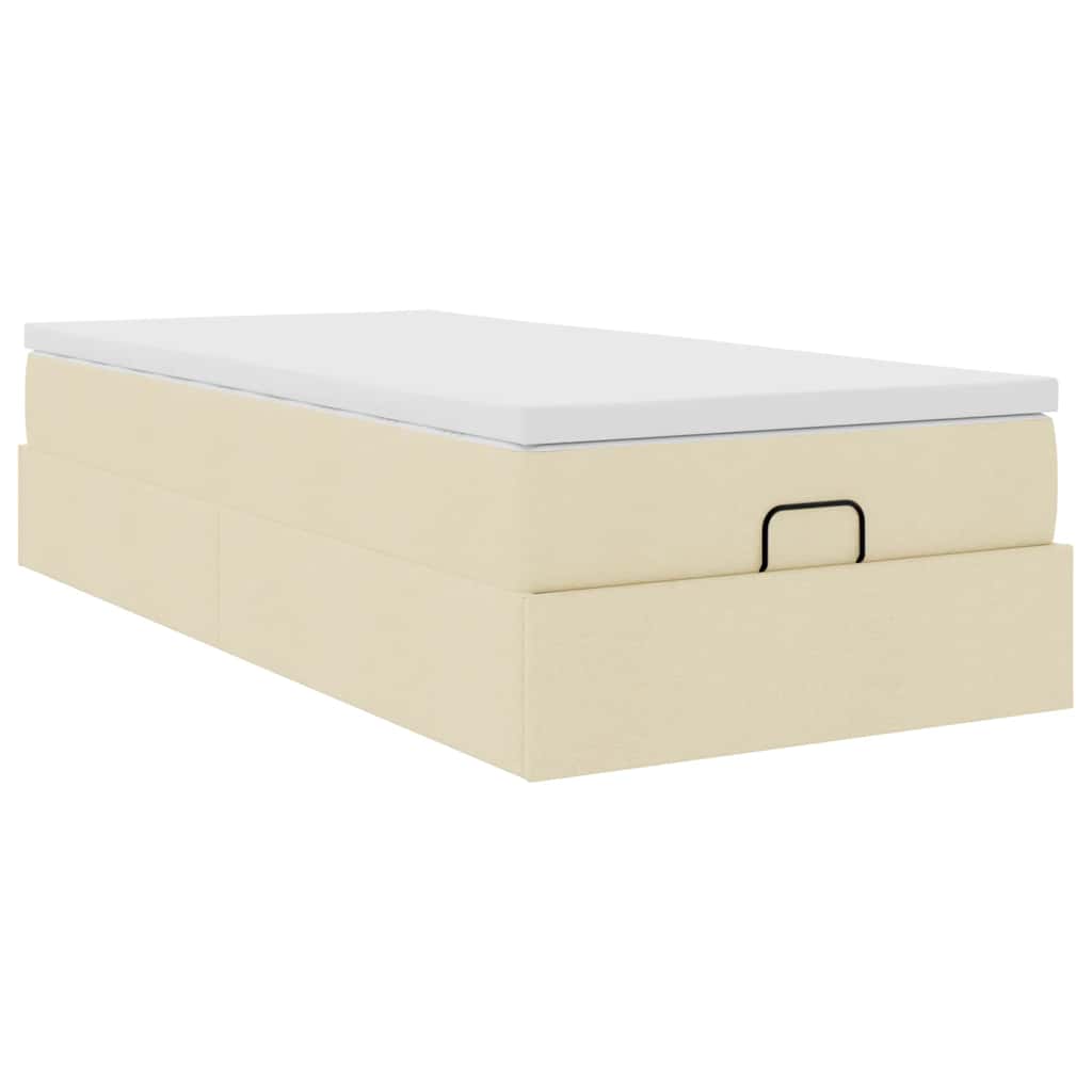 vidaXL Οθωμανικό κρεβάτι με στρώμα Cream 90x190cm ύφασμα